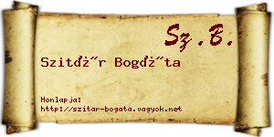 Szitár Bogáta névjegykártya